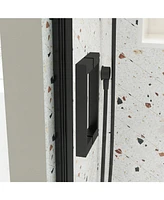 Sliding Glass Shower Door, 5/16" Tempered Glass, Matted Black Finish