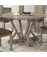 Simplie Fun Modern Farmhouse Round Dining Table, 45.7", Rustic Grayish Brown