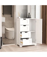 Streamdale Furniture White Freestanding Storage Cabinet with Adjustable Shelves, Drawers, and Door