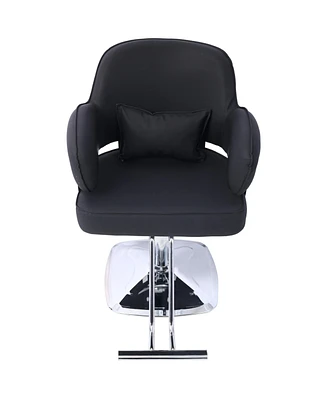 Simplie Fun Wide Seat Hydraulic Barber Chair with Stainless Steel Footrest