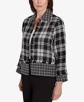 Alfred Dunner Women's Runway Ready Spliced Plaid Boucle Jacket