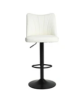 Modern Swivel Bar Stools with Adjustable Height and Faux Leather (Set Of 2)