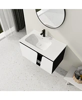 36" Wall-Mounted Vanity with Ceramic Sink & Soft-Close Doors