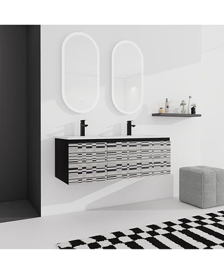 Simplie Fun 48'' Wall-Mounted Bathroom Vanity with Soft-Close Doors