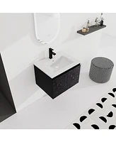 Streamdale Furniture Wall-Mounted Bathroom Vanity with Ceramic Sink & Soft-Close Doors