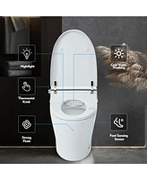 Streamdale Furniture Compact Toilet with Self-Cleaning Nozzle, Dual Flush, Foot Sensor, Night Light