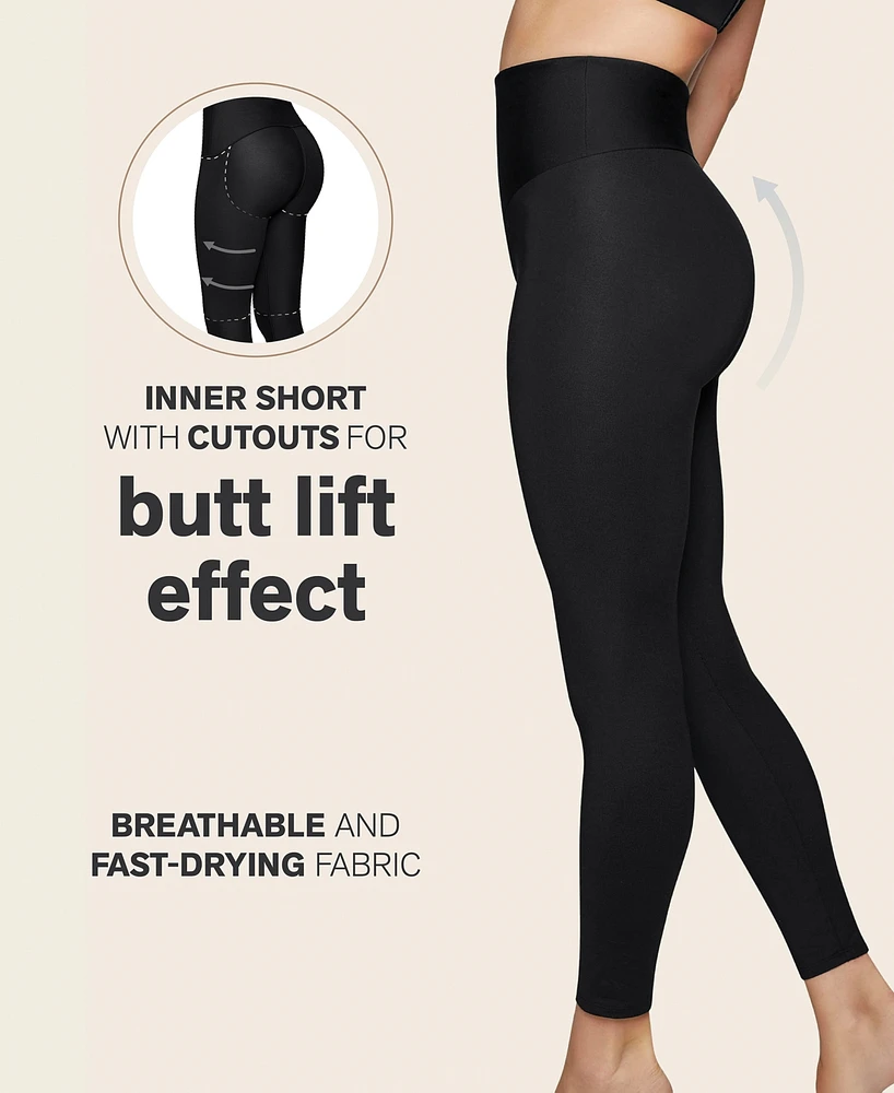 Leonisa Women's Sculpting Shaper Legging with Butt-Lifting Inner Shorts
