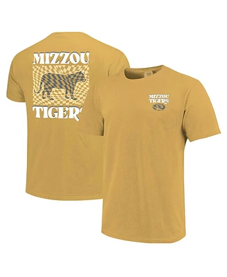 Image One Women's Gold Missouri Tigers Comfort Colors Checkered Mascot T-Shirt