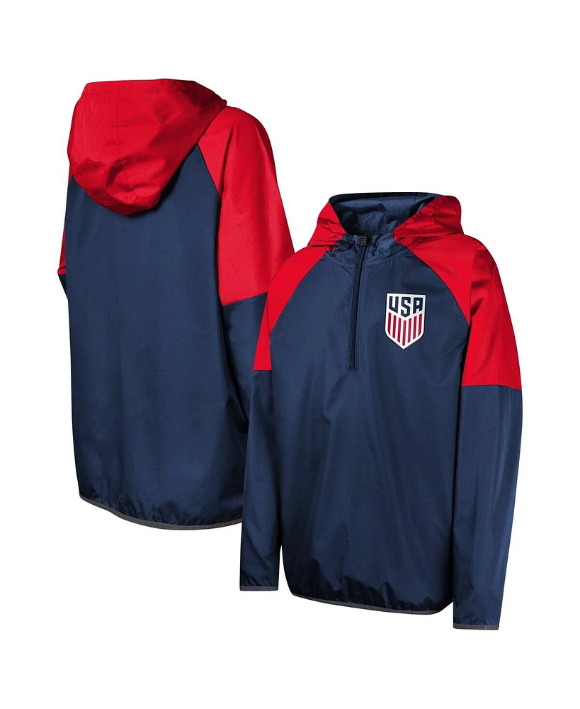 Outerstuff Big Boys and Girls Navy Usmnt Unstoppable Half-Zip Hoodie Jacket