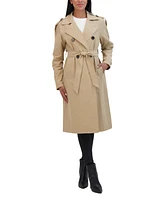 Sebby Collection Women's Belted Double Breasted Long Trench Coat