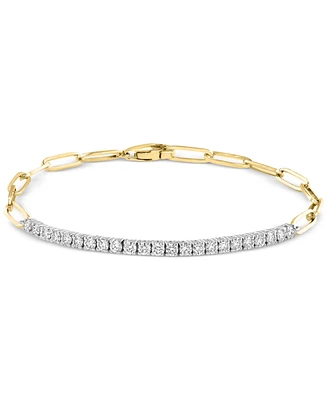 Effy Diamond Line & Paperclip Link Bracelet (7/8 ct. t.w.) in 14k Two-Tone Gold