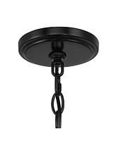 Franklin Iron Works Norwell Semi Gloss Black Chandelier Lighting 35 3/4" Wide Modern Industrial Geometric Curved Arms Candle 8-Light Fixture for Dinin