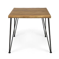 Zion Industrial Acacia Wood & Metal Dining Table