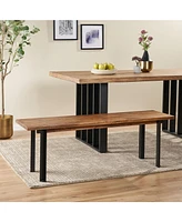 Modern Industrial Dining Bench: Black + Country Brown