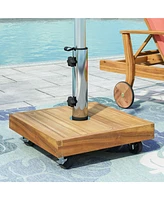 Acacia Wood Umbrella Base With Concrete Core