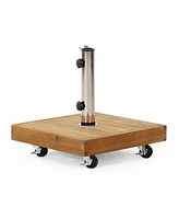 Streamdale Furniture Acacia Wood Umbrella Base With Concrete Core