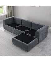 Simplie Fun Modular Sectional Sofa with Ottoman, Convertible Couch