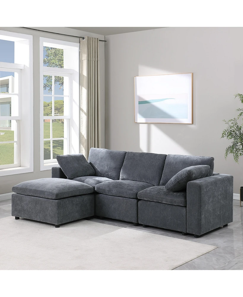 Streamdale Furniture Modular Sectional Sofa with Ottoman, Convertible Couch