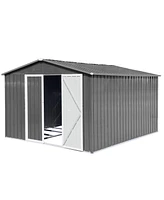 Streamdale Furniture 10FTx12FT Outdoor Storage Shed with Punched Vents and Hinged Door