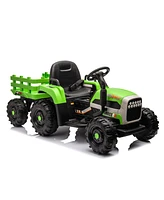 Streamdale Furniture 24V Electric Ride-On Tractor with Trailer, Remote Control, Music, Lights, Safety Belt