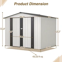 8 x 6 Ft All-Weather Metal Storage Shed with Lockable Doors