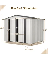 Streamdale Furniture 8 x 6 Ft All-Weather Metal Storage Shed with Lockable Doors