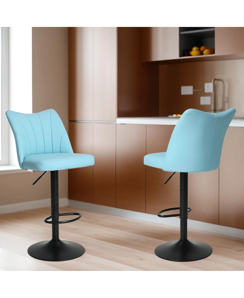 Simplie Fun Modern Swivel Bar Stools with Adjustable Height and Faux Leather (Set Of 2