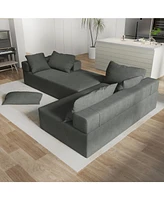 Simplie Fun Modern 108" L-Shaped Sectional Sofa with Pillows