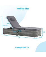 Outdoor Pe Rattan Chaise Lounge with Adjustable Backrest