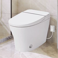 Heated Seat Smart Toilet, Compact Dual Flush, Adjustable Temp Seat, Foot Sensor Flush