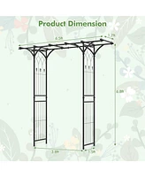 Slickblue 6.8 Feet Garden Arbor with Trellises for Climbing Plant Vine Rose