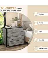 Slickblue 4-Drawer Dresser Modern Wooden Chest of Drawers for Bedroom Living Room