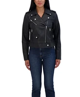 Sebby Collection Women's Faux Leather Biker Jacket