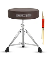 5 Core Drum Throne • Height Adjustable Guitar Stool • Thick Padded Comfortable Drummer Chair Brown Ds Ch Br