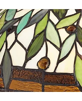 Blossoming Leaf Vine Traditional Tiffany Style Table Lamp with Table Top Dimmer 26" High Bronze Stained Glass Shade Decor for Living Room Bedroom
