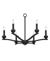 Franklin Iron Works Norwell Semi Gloss Black Chandelier Lighting 27 1/2" Wide Modern Industrial Geometric Curved Arms Candle 6-Light Fixture for Dinin