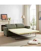 Simplie Fun 83.8" Convertible Sleeper Sofa Bed with Folding Mattress