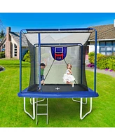 Streamdale Furniture 8FT x 12FT Rectangle Trampoline with Basketball Board, Ball Inflator, and Ladder