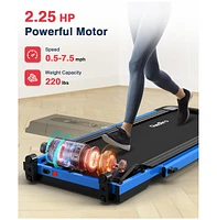 Redliro Under Desk Treadmill 2 1 Walking Machine, Portable, Folding, Electric, Motorized, and Jogging Blue