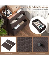 Slickblue Freestanding Closet Organizer with 3-position Hanging Rod and Storage Shelves