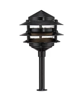 John Timberland Three-Tier Pagoda 11" High Black Modern Led Landscape Path Light