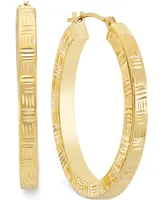 Etched Hoop Earrings in 10k Gold