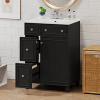 24" Bathroom Vanity with Ceramic Sink: Space-Saving Storage