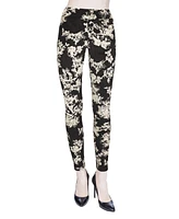 MeMoi Women's Velvet Abstract Floral Cotton Blend Leggings