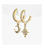 Ana Luisa Crescent Moon Huggie Hoops - Celeste