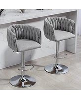 Streamdale Furniture 360° Swivel Bar Stools with Woven Back & Footrest (Set Of 2)