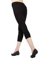 MeMoi Women's Chino Capri-Length Cotton Blend Leggings