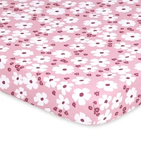 The Peanutshell Pack n Play, Mini Crib, Portable Crib or Fitted Playard Sheets for Baby Girl, Daisy, 3 Pack Set