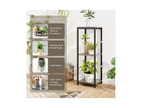 Slickblue 3-Tier Tall Metal Plant Stand Corner Plant Holder with Anti-tipping Device-Black & Grey