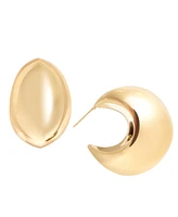 And Now This Silver Plated or 18k Gold Brass Post C Hoop Puff Earring